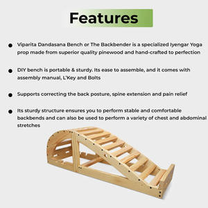 Iyengar Yoga Banc de flexion du dos en bois Viparita Dandasana pour étirement profond et flexibilité Accessoires Pilates - Product Image 6