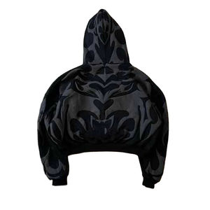 Sweat à capuche court chaud d'hiver pour femmes, manches longues, sweat à capuche, sweat-shirt à capuche, poids lourd, décontracté, hauts courts pour la mode. - Product Image 2