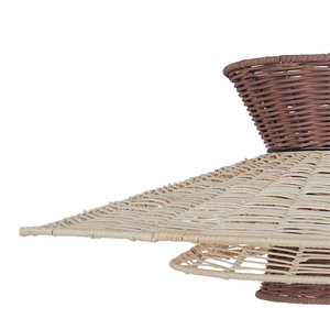 Layered Rattan Pendant Lampshade Two Tone Handmade Wicker Ceiling Lampshade Farmhouse <b>Lighting</b> <b>Shade</b> For Living Room <b>Kitchen</b> - Product Image 5