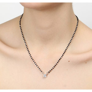 NOVAMART Fine Pure Silver Mangalsutra Necklace Geometric Pattern Gold Beads Strands Religious Wedding Gift for <b>Wife</b> Featuring Di - Product Image 6