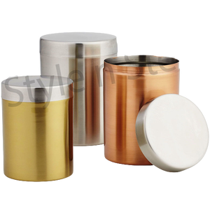Unique Design Stainless Steel Storage <b>Canister</b> Set of 3 Pieces Colored Kitchen Box for <b>Tea</b> <b>Coffee</b> & Sugar - Product Image 5