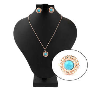 Women's Fancy <b>Locket</b> Set - Golden - Blue - Product Image 1