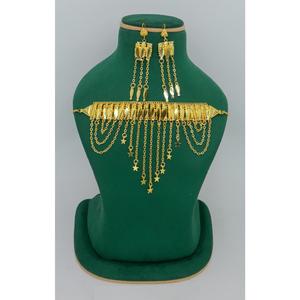 Martasha Designer Arabic Jewelry <b>Set</b> Gold-Plated UAE <b>Jewellery</b> for Ramadan & Eid Special Dubai Necklace & Earring Combo - Product Image 1