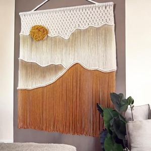Magnifique art mural en macramé inspiré du coucher de soleil pour la décoration du salon, le style de la chambre à coucher et l'affichage mural créatif - Product Image 2