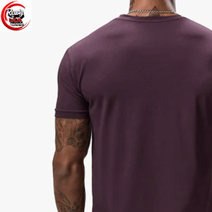 2024 Camiseta ajustada de gimnasio para hombre, algodón de alta elasticidad, cuello redondo transpirable, tela tejida relajada sólida, estilo deportivo - Product Image 4
