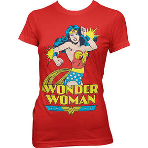 T-shirt décontracté Wonder Woman pour femme en coton respirant, taille unique, coupe ajustée ou ample, longueur courte, été, XS XXS, motif diamant - Product Image 1