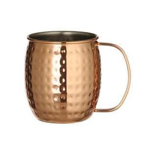 Modern Design Natural Copper Hammered Stainless Steel <b>Tumbler</b> with Brass Handle Matt Finished Beer Mug for Parties - Product Image 1