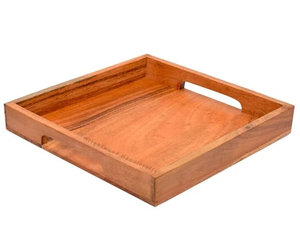 Bandeja de servicio de madera de acacia con color natural y mango, Últimas piezas, bandeja decorativa de madera de alta calidad - Product Image 3