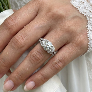 Fabricant chinois de bijoux Bague de fiançailles en or blanc massif 18 ct de qualité supérieure avec diamant véritable rond semi-monté pour femmes - Product Image 2
