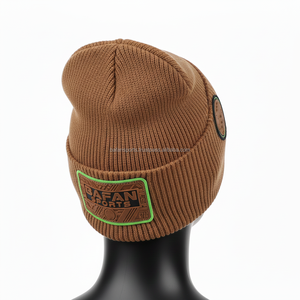 Women Winter <b>Beanie</b> Hat Premium GSM Stretch Knitted Fabric Brown Custom Logo Patch Stylish <b>Streetwear</b> Design jacquard <b>Beanie</b> Cap - Product Image 4
