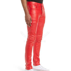 Pantalones de Cuero de Secado Rápido, Transpirables, con Botones, Estilo Casual, Color Rojo Liso, Colores Personalizados, Fabricante de Pakistán - Product Image 4