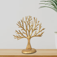 Sculpture d'arbre en aluminium fabriquée en usine en Inde avec finition en or Sculpture et base en métal de la pièce maîtresse de table festive