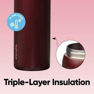 Bouteille d'eau isotherme Owala FreeSip en acier inoxydable avec paille, sans BPA, idéale pour le sport et les voyages, 32 oz, Cerise Noire - Product Image 3