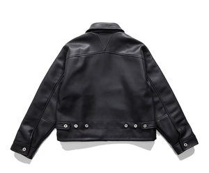 Chaqueta de cuero personalizada para hombre chaquetas de hombre chaqueta de alta calidad cortavientos de peso pesado con cremallera Etiqueta de parche de cuello alto personalizada - Product Image 3