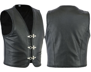 Gilet en cuir noir véritable réglable pour hommes, col en V, vêtements de plein air de course automobile, nom d'équipe personnalisé, imperméable et respirant - Product Image 3