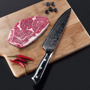 Venta al por mayor pedidos a granel personalizados OEM ODM servicio profesional Damasco patrón cocina Chef cuchillo rebanador cuchillo de acero inoxidable - Product Image 1