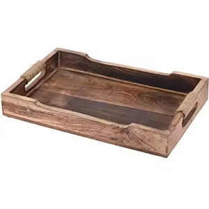 Grand plateau de service en bois avec poignées Plateau de service en bois forme carrée Offre Spéciale Produit par décor impex - Product Image 6