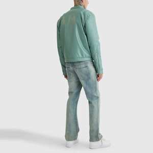 Veste en cuir de motard en PU de qualité supérieure pour hommes, vêtements de rue à fermeture éclair à la mode personnalisés, coupe normale de style vintage, en peau de mollet - Product Image 4