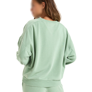 Matériau doux au toucher de couleur verte avec pull-over en coton double face entièrement personnalisé - Product Image 4