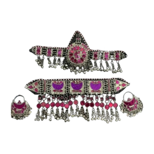 Conjunto de Collar y Pendientes Estilo Afgano Antiguo, Joyería Vintage Hecha a Mano para Mujer, Turquesa, Bodas, Fiestas, Compromisos, Personalizable - Product Image 4