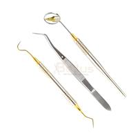 Set Pemeriksaan Gigi 3 Pcs Perlengkapan Diagnostik Dasar Instrumen Manual Baja Tahan Karat Berkualitas Tinggi Cermin Explorer Pinset CE