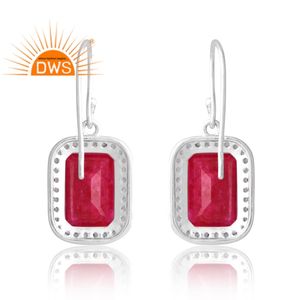 Hot Selling 925 Sterling Silver Natural London Blue Topaz & Ruby Gemstone Drop Earring Custom Jewelry Manufacturer - Product Image 2