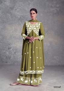 Dernier concepteur fil de rayonne lourd travail broderie séquence travail Sharara costume par Fab Zone - Product Image 3