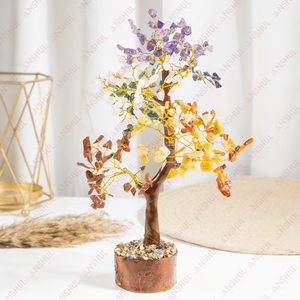 Arbre aux 7 chakras en pierres précieuses de qualité supérieure, grade AAA, 300 pierres, design magnifique, fait main, équilibre et harmonie, 100 % authentique d'Inde - Product Image 3