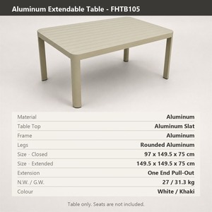 <span class=keywords><strong>Table</strong></span> de jardin <span class=keywords><strong>extensible</strong></span> en <span class=keywords><strong>aluminium</strong></span> à lattes, de 97 à 149,5 cm, pour jardin, patio, hôtel, cour, villa, parc - Product Image 6