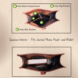 <b>Men's</b> Stylish Brown Genuine Leather Small Crossbody <b>Bag</b> Travel Messenger Purse Zipper Everyday Business Essentials <b>Satchel</b> - Product Image 5