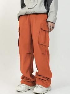 Pantalon cargo en toile 100% coton à taille haute personnalisable, délavé, usé, travail artisanal, plusieurs poches, taille plus, logo personnalisable - Product Image 2