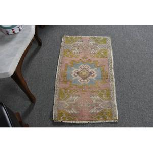 Alfombra tradicional de lana rosa y verde de 1,5x2,6 pies, diseño de rompecabezas de retazos turcos, sala de estar alfombra para, respaldo de látex para decoraciones de 9x12 - Product Image 3