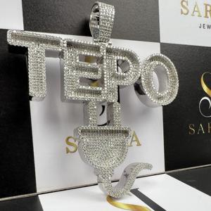 Plata de Ley 925 Iced Brilliant Cut VVS Diamond IGI Certified Fine Pendants Charms 14K Gold Name Letter Vintage Custom Unisex - Product Image 3