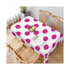 Modern Printed <b>Tablecloth</b> Environmental Protection Sustainable Designs White With Pink Polka Dots <b>Square</b> Washable Home Decor - Product Image 5