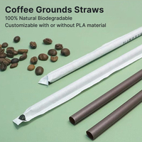 Pailles jetables 100% naturelles et biodégradables en grains de café, 6 mm, écologiques, emballées individuellement pour les bars