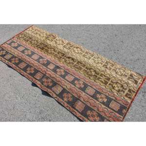 Alfombra de algas marinas marrón y naranja Vintage, 3,1x7,1 pies, área grande turca clásica, retales abstractos para pasillo, alfombra para habitación - Product Image 2