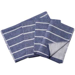[Wholesale Products] HIORIE Osaka Striped Pattern Gauze <b>Towel</b> 100% Cotton Hand <b>Towel</b> 34cm*100cm Low MOQ Washable Dry Navy <b>Blue</b> - Product Image 1