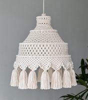 2025 abat-jour en macramé, couverture de plafonniers, lustre en macramé Boho, abat-jour fait main avec frange, décor à la maison Vintage