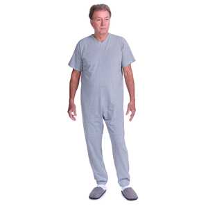 Pyjamas Gerontologiques en Coton et Polyester à Manches Courtes avec Fermetures Éclair Intérieures aux Jambes, Alèses Jetables - 9008/4 - Product Image 6