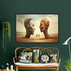 Tableau sur toile Crâne Surréaliste : Impression sur verre Château du Désert - Toile imprimée, TOILE ENCARTÉCHÉE NOIRE - Product Image 1