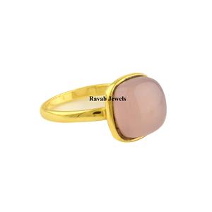 2025 Top qualité naturel Rose Quartz anneau Sterling coussin cadeau plaqué or argent bijoux fins 925 fournisseur pour les femmes et les filles - Product Image 6