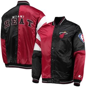 2025 OEM Custom Men's Letterman Satin Varsity Jacket Stand Vintage Embroidery Patches Streetwear <b>Starter</b> Basketball Coat Spring - Product Image 1