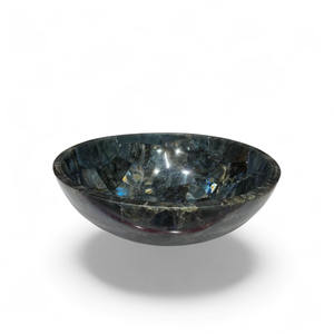 Évier en pierre de labradorite ronde, lavabo en marbre complexe, évier de comptoir moderne, décoration intérieure de salle de bain et de spa - Product Image 4