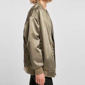2025 nouveauté veste universitaire en Satin personnalisée fournisseur direct d'usine veste bombardier en Satin pour femmes à la mode et confortable - Product Image 5