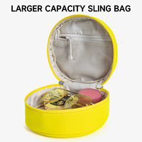 Sac cosmétique rond noir imperméable en gros, mini pochette de dessin animé, capacité 1,5 L, fermeture éclair