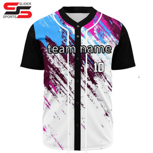 Gran oferta, camisa de béisbol raglán de poliéster 100% en blanco personalizada/camiseta de béisbol personalizada con botones - Product Image 5