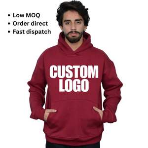 Logo personnalisé bordeaux hommes coton sweats à capuche surdimensionnés 400 gsm bas quantité minimale de commande prix compétitif RTS prêt à expédier sérigraphie impression broderie - Product Image 1