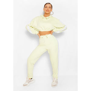 Venta al por mayor de fábrica Oem entrenamiento mujeres peso pesado manga suelta recortada Sudadera con capucha - Product Image 2