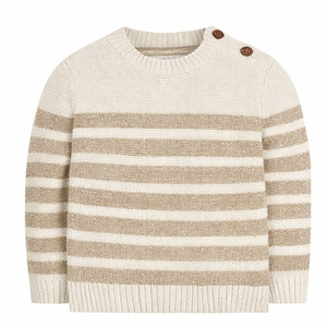 Pull rayé tendance pour garçons avec boutons décoratifs, manches longues, décontracté, écologique, 100 % coton, haute qualité, prix abordable - Product Image 1