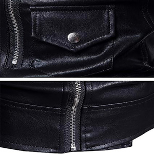 Blouson en cuir décontracté pour homme automne-hiver, coupe slim, manches longues, antibactérien, service OEM personnalisé, style motard haut de gamme - Product Image 5